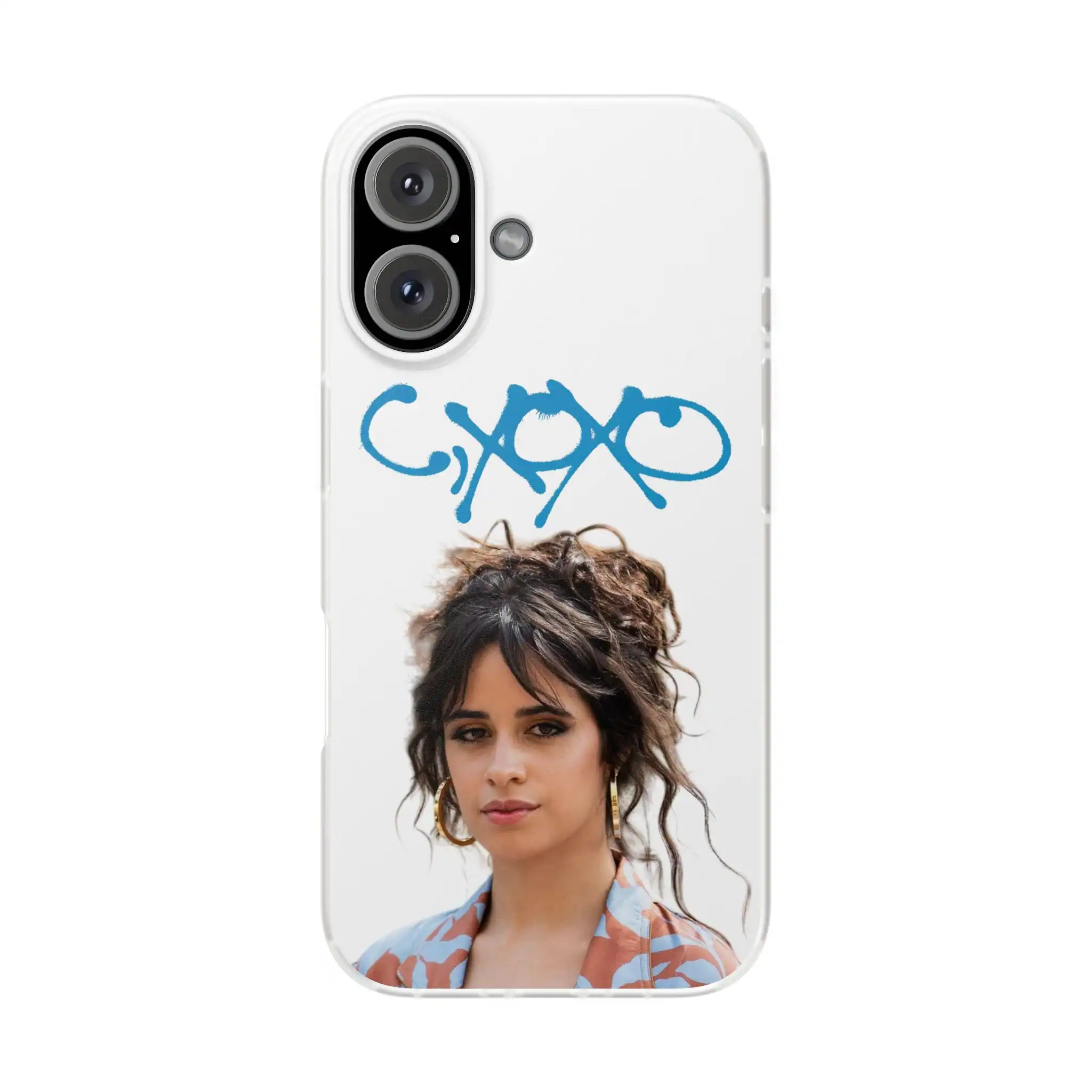 Camila Cabello wearing stylish casual apparel and earrings.