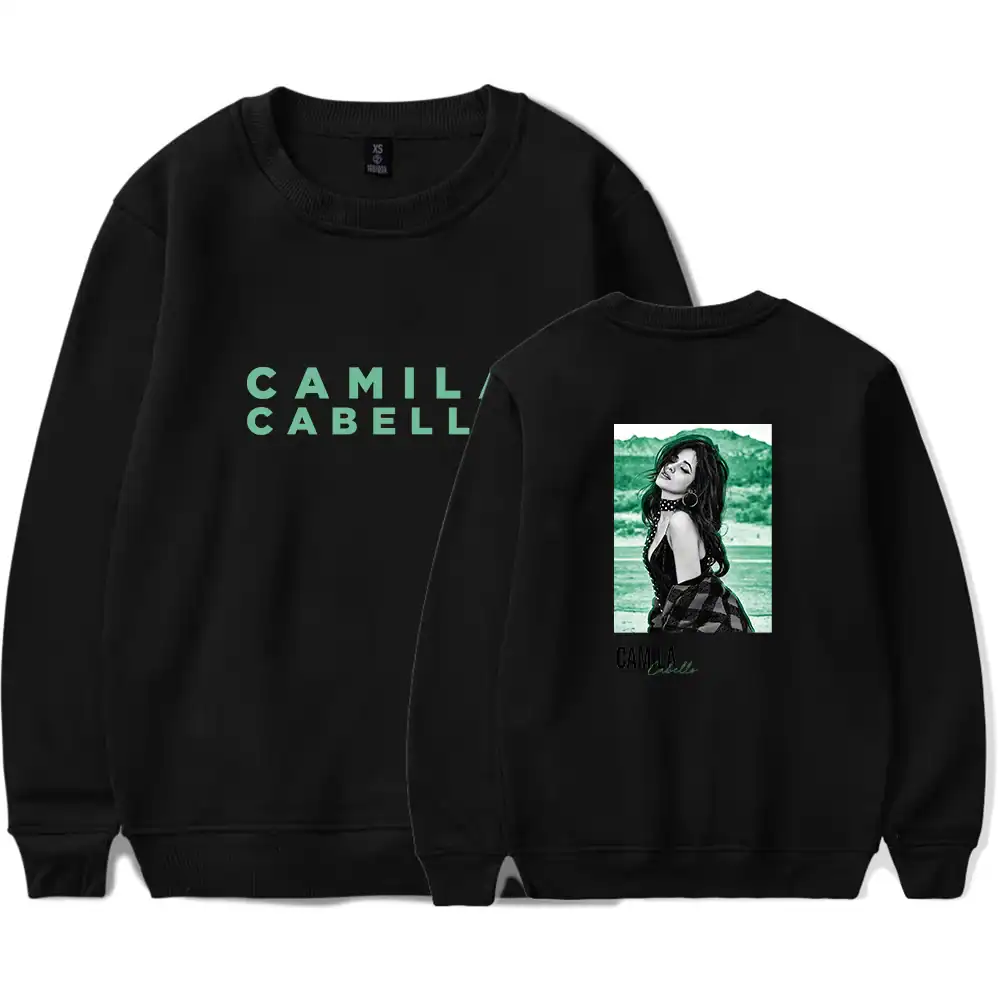 Camila Cabello apparel sweatshirt with her image and logo design.