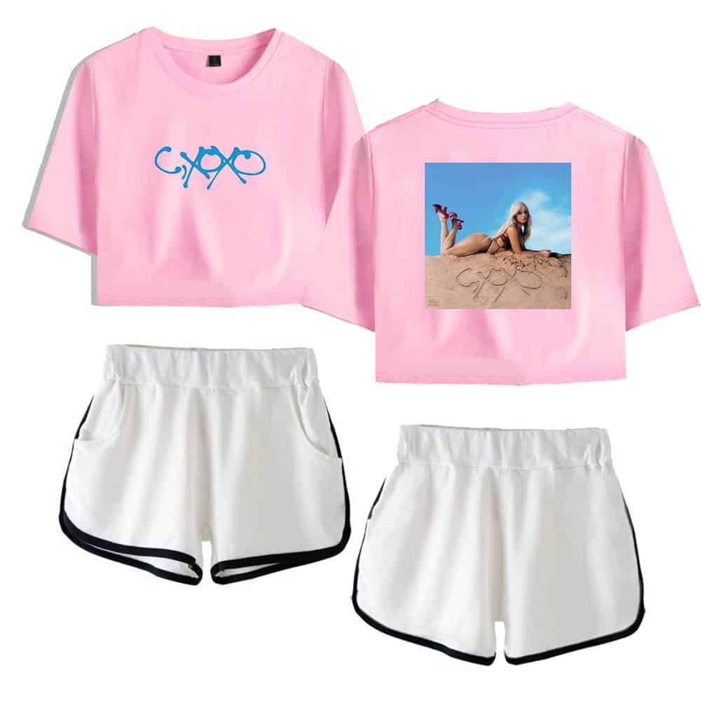 Pink cropped t-shirt with graphic design and photo print, casual wear for fans of Camila Cabello.
