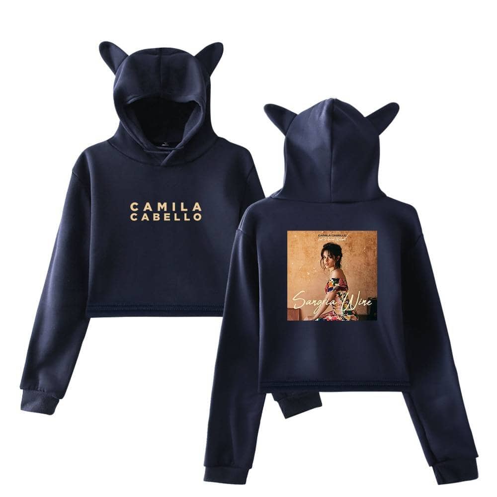 Camila Cabello hoodie with cat ears and graphic print on the back.